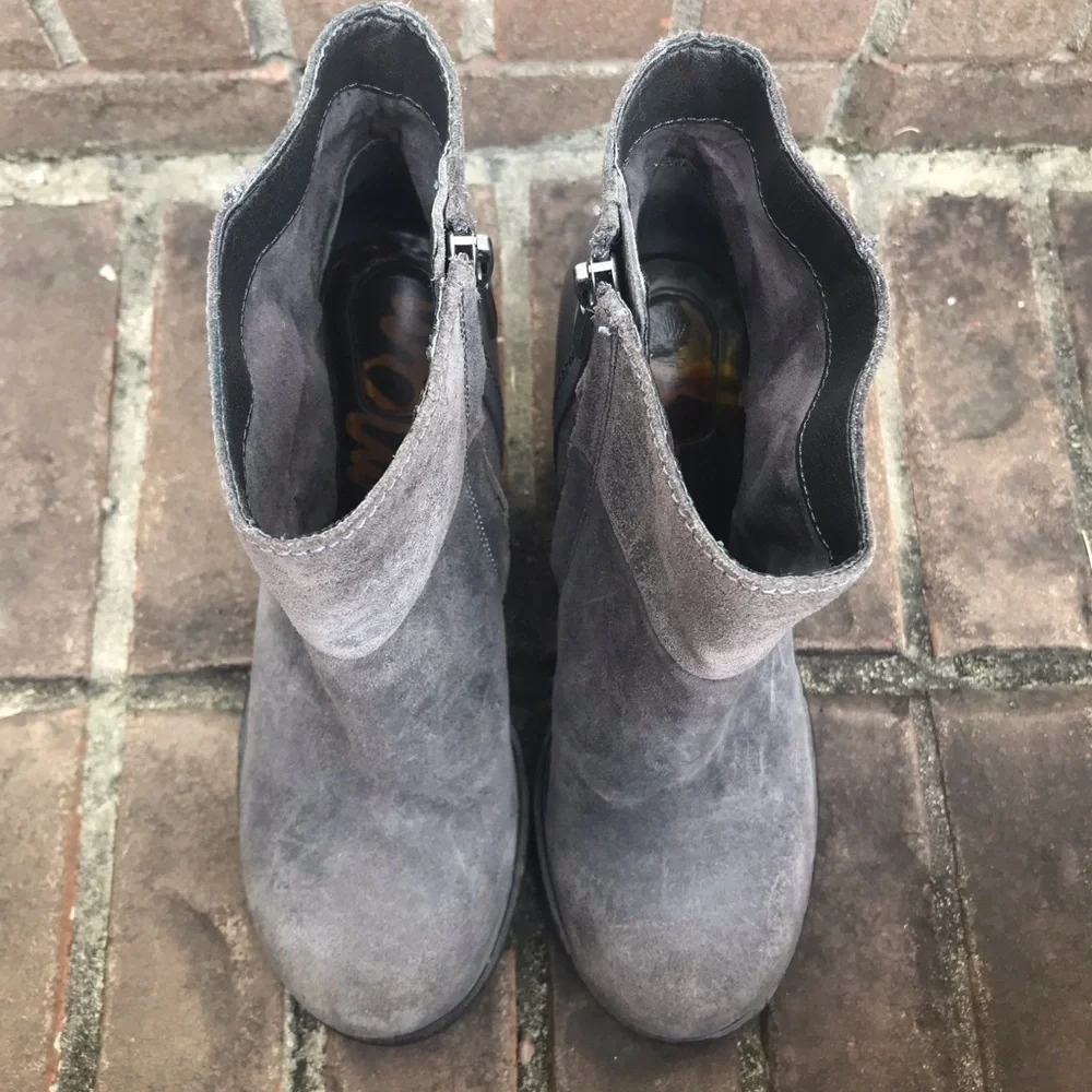 VGUC Sam Edelman Franklin Lug Sole Bootie in Grigio Gray | Size 6.5